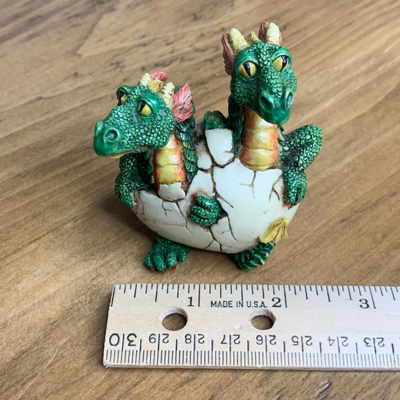 1997 WU Twin Dragon Figurine Hatching From Egg & 1998 WUI Dragon on Rock Resin - Picture 9 of 16